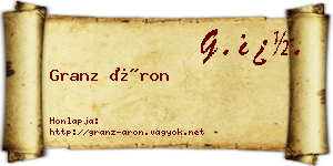 Granz Áron névjegykártya